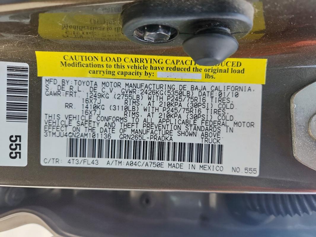 2010 TOYOTA TACOMA DOUBLE CAB PRERUNNER - 3TMJU4GN2AM101136