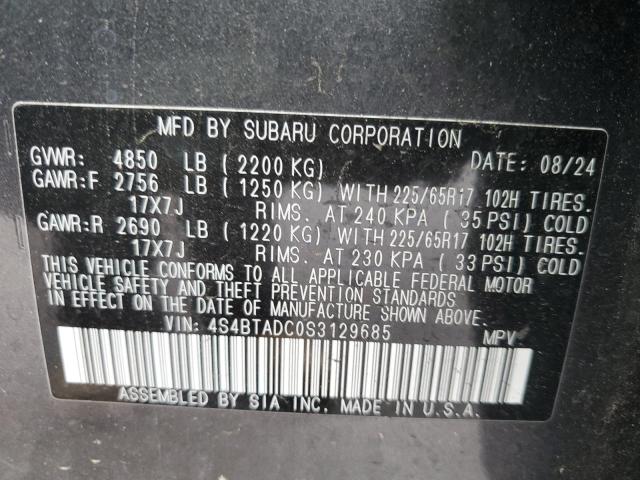 2025 SUBARU OUTBACK PR 4S4BTADC0S3129685