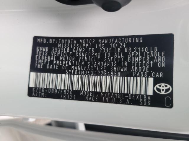 2025 TOYOTA COROLLA LE - 5YFB4MDE3SP234958
