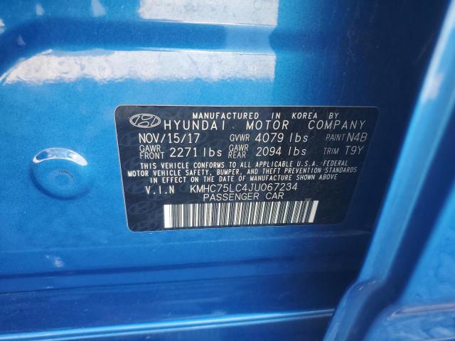 2018 HYUNDAI IONIQ SEL KMHC75LC4JU067234