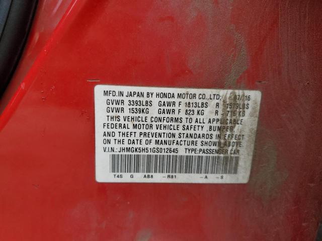 2016 HONDA FIT LX JHMGK5H51GS012645