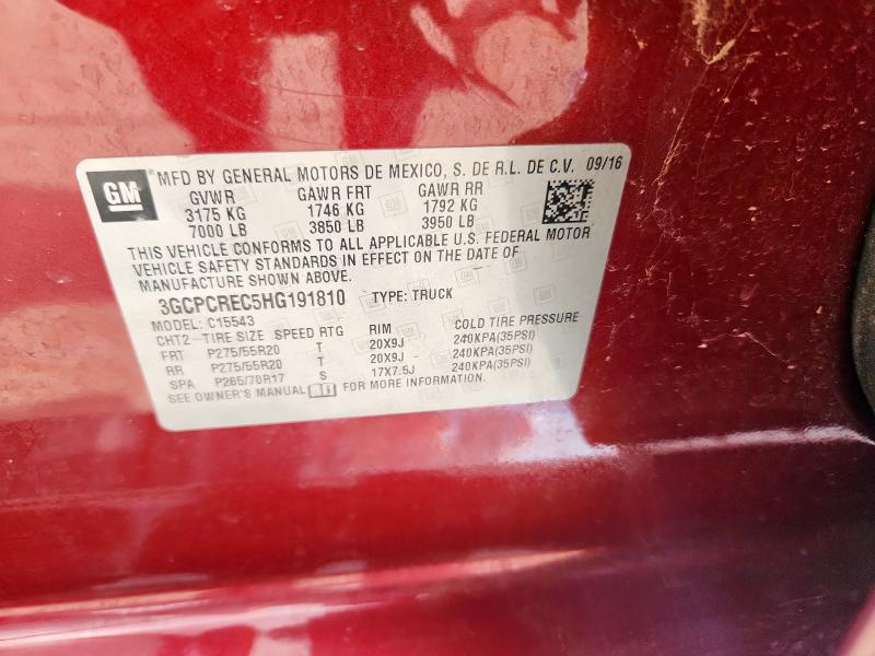 2017 CHEVROLET SILVERADO - 3GCPCREC5HG191810