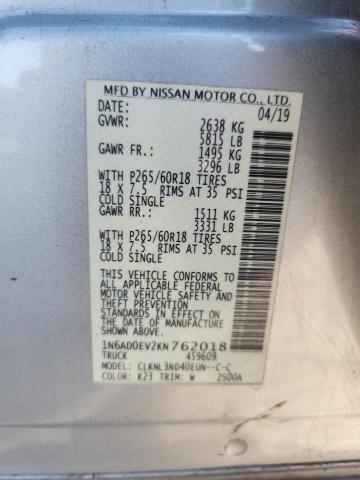 2019 NISSAN FRONTIER S - 1N6AD0EV2KN762018