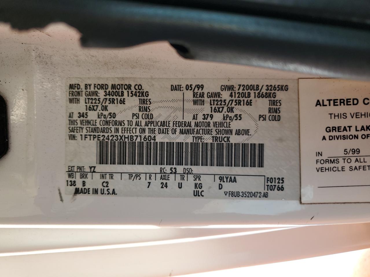 Lot #3291240974 1999 FORD ECONOLINE