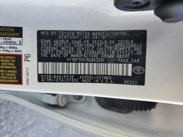 2017 TOYOTA CAMRY LE 4T1BF1FK1HU663597