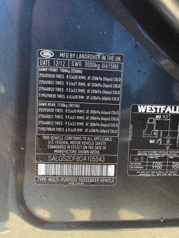 2013 LAND ROVER RANGE ROVE - SALGS2DF8DA105543