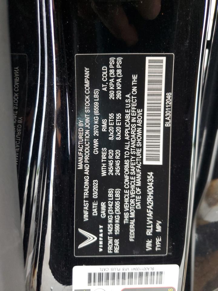 Lot #3302728111 2024 VINFAST TRADING AND PRODU VF 8 PLUS