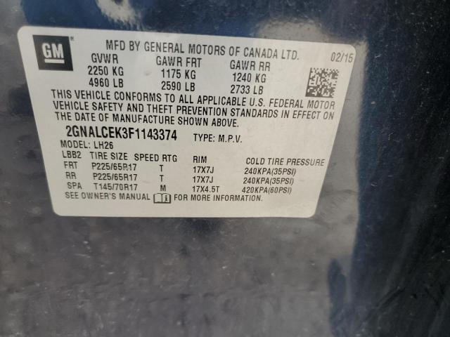 2015 CHEVROLET EQUINOX LT 2GNALCEK3F1143374