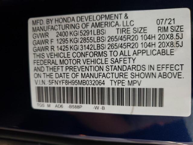 2021 HONDA PASSPORT T 5FNYF8H95MB032064