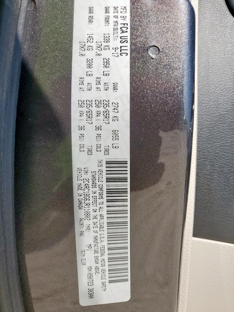 2018 CHRYSLER PACIFICA TOURING L - 2C4RC1BG6JR110802