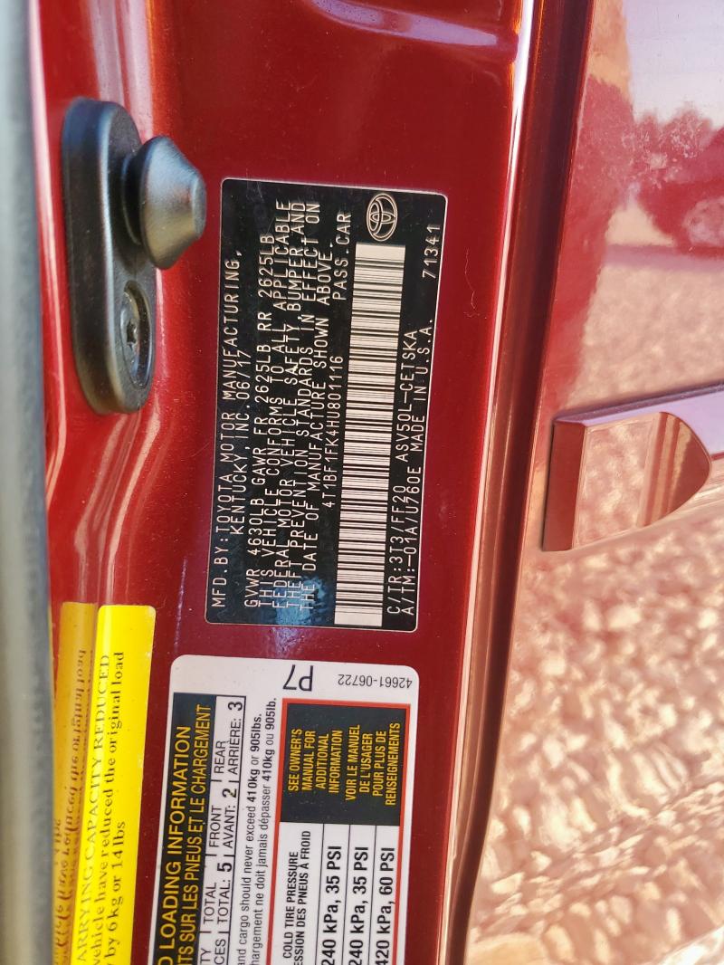 2017 TOYOTA CAMRY LE - 4T1BF1FK4HU801116