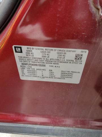 2017 CHEVROLET EQUINOX LT 2GNFLFEK6H6155290