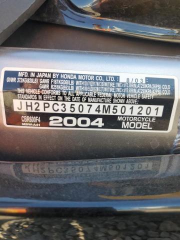 2004 HONDA CBR600 F4 JH2PC35074M501201