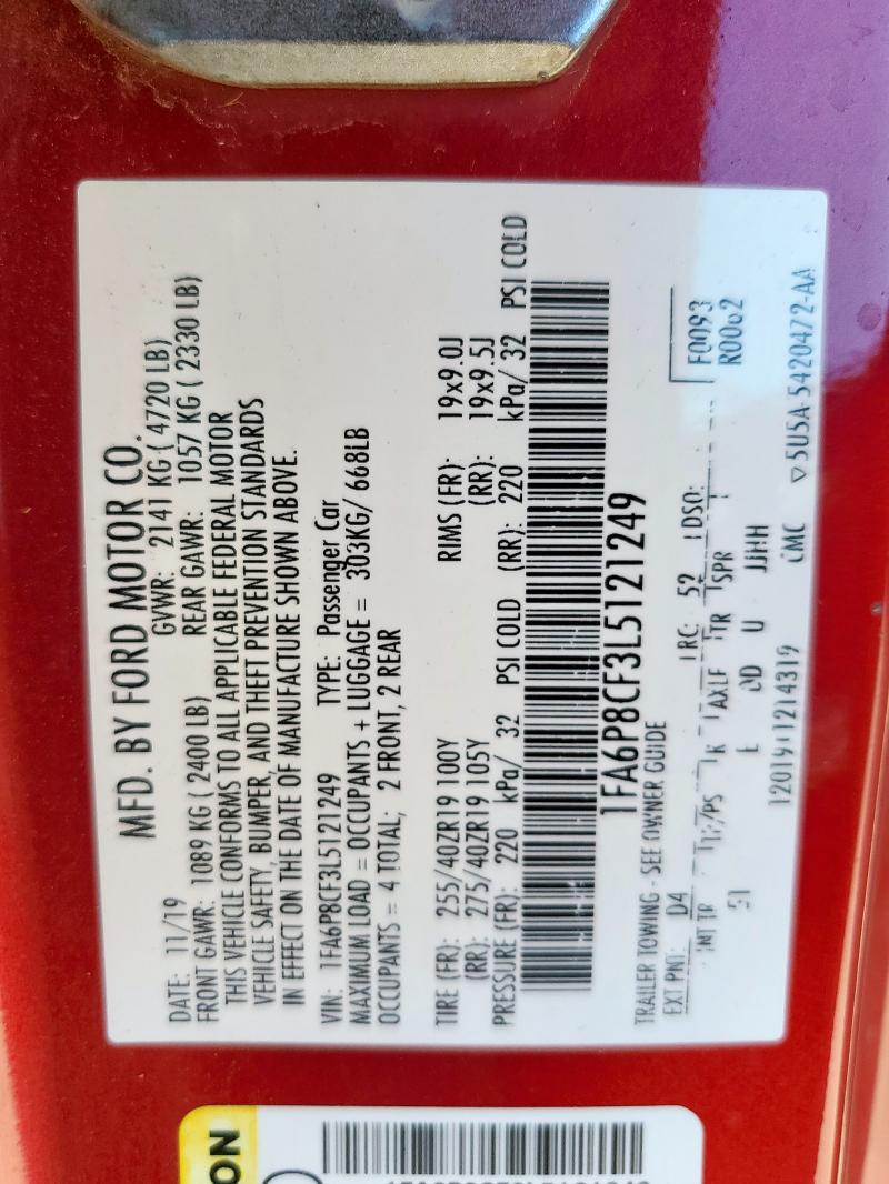 2020 FORD MUSTANG GT - 1FA6P8CF3L5121249