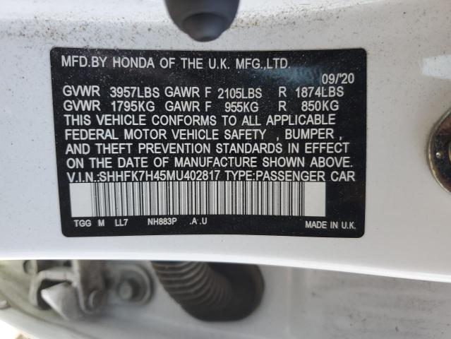 2021 HONDA CIVIC SPOR SHHFK7H45MU402817