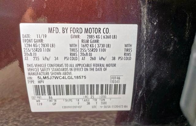 2020 LINCOLN AVIATOR RE 5LM5J7WC4LGL18575