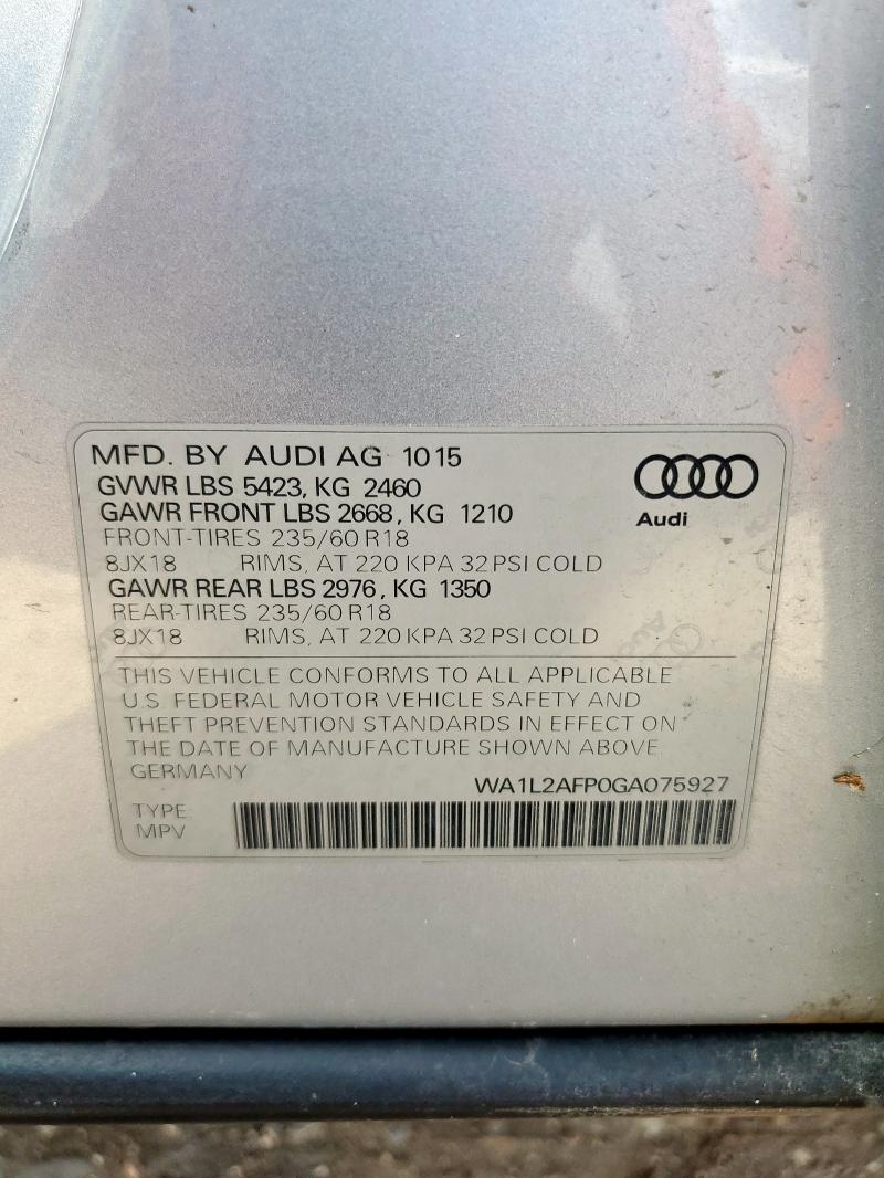 2016 AUDI Q5 PREMIUM WA1L2AFP0GA075927