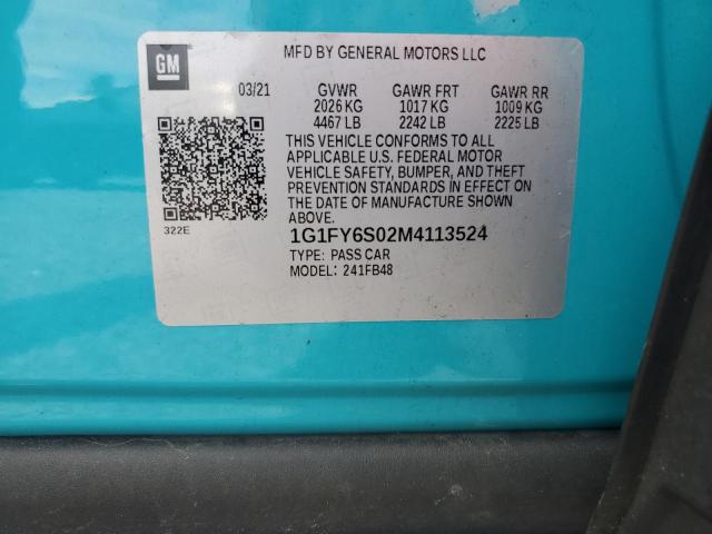 2021 CHEVROLET BOLT EV LT 1G1FY6S02M4113524