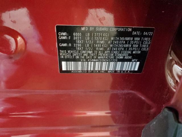 2022 SUBARU ASCENT PREMIUM 4S4WMACD3N3437320