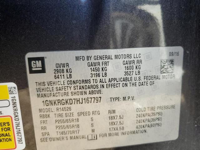 2017 CHEVROLET TRAVERSE L 1GNKRGKD7HJ167797