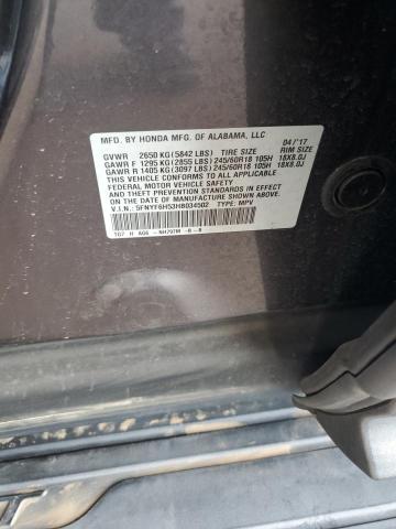 2017 HONDA PILOT EXL 5FNYF6H53HB034502