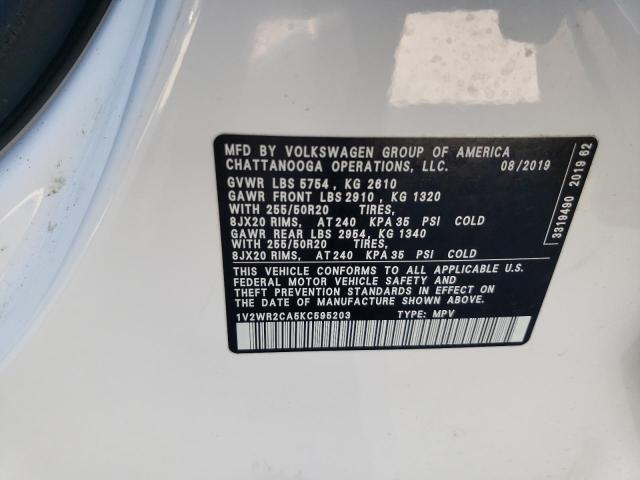 2019 VOLKSWAGEN ATLAS SE 1V2WR2CA5KC595203