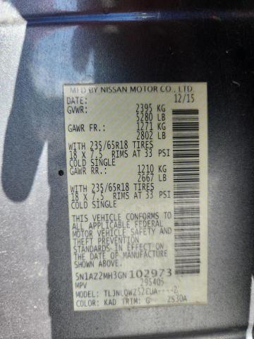 2016 NISS MURANO SV AWD #3242993142