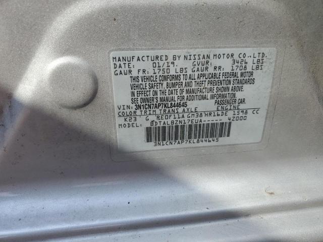2019 NISSAN VERSA S 3N1CN7AP7KL844645