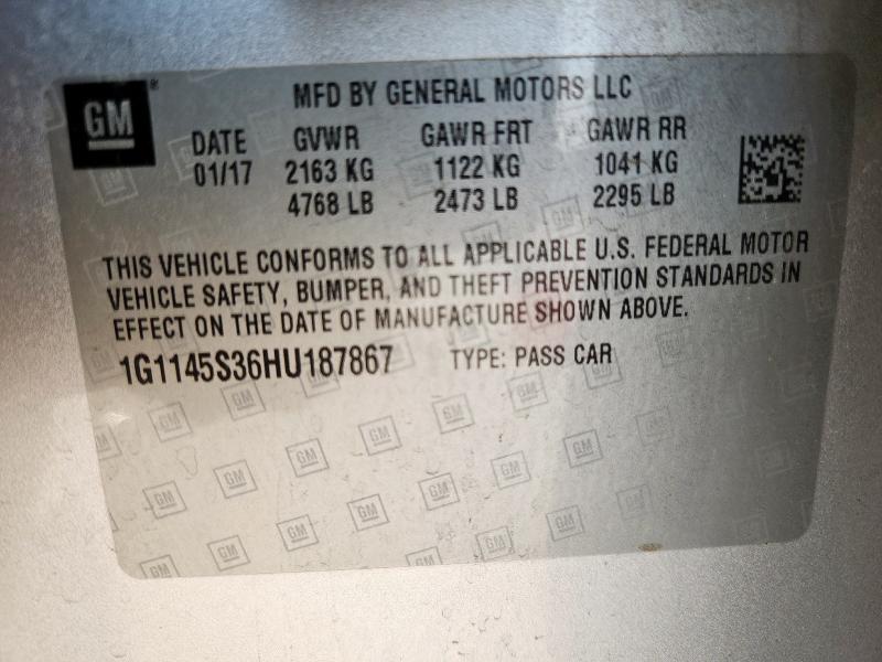 2017 CHEVROLET IMPALA PRE 1G1145S36HU187867