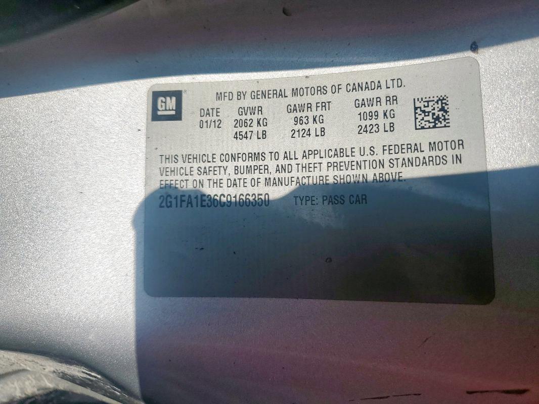 2012 CHEVROLET CAMARO LS - 2G1FA1E36C9166350