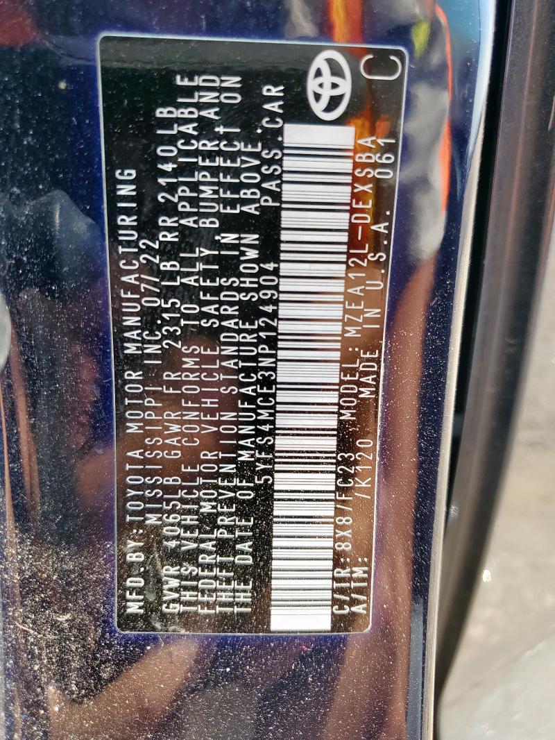 2022 TOYOTA COROLLA SE - 5YFS4MCE3NP124904