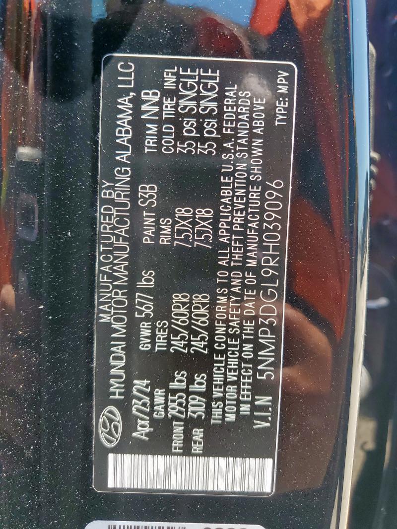 2024 HYUNDAI SANTA FE X 5NMP3DGL9RH039096
