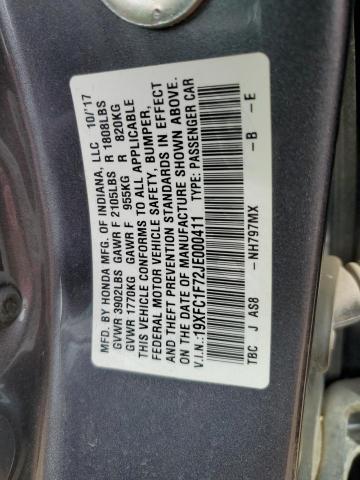 2018 HONDA CIVIC EXL - 19XFC1F72JE000411