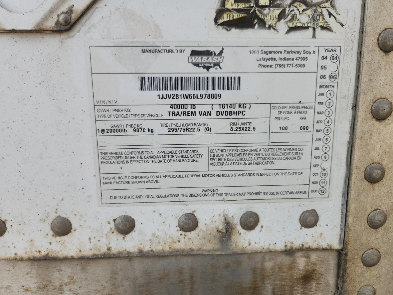 Lot #3261933466 2006 WABASH UNKNOWN