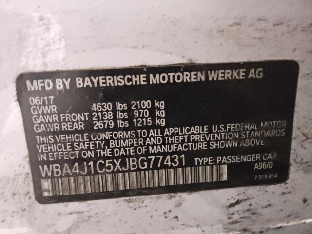 2018 BMW 430I GRAN WBA4J1C5XJBG77431