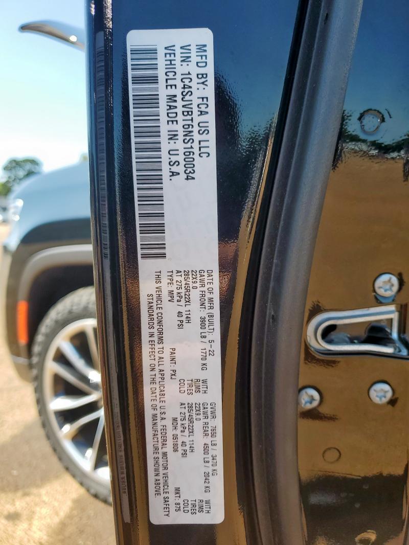 2022 JEEP WAGONEER S 1C4SJVBT6NS160034