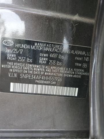 2017 HYUNDAI SONATA SPORT 5NPE34AF4HH551926