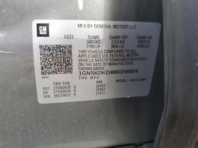 2021 CHEVROLET SUBURBAN K1500 Z71 - 1GNSKDKD4MR249694