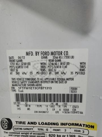 2012 FORD F150 SUPER - 1FTFW1ET3CFB71313