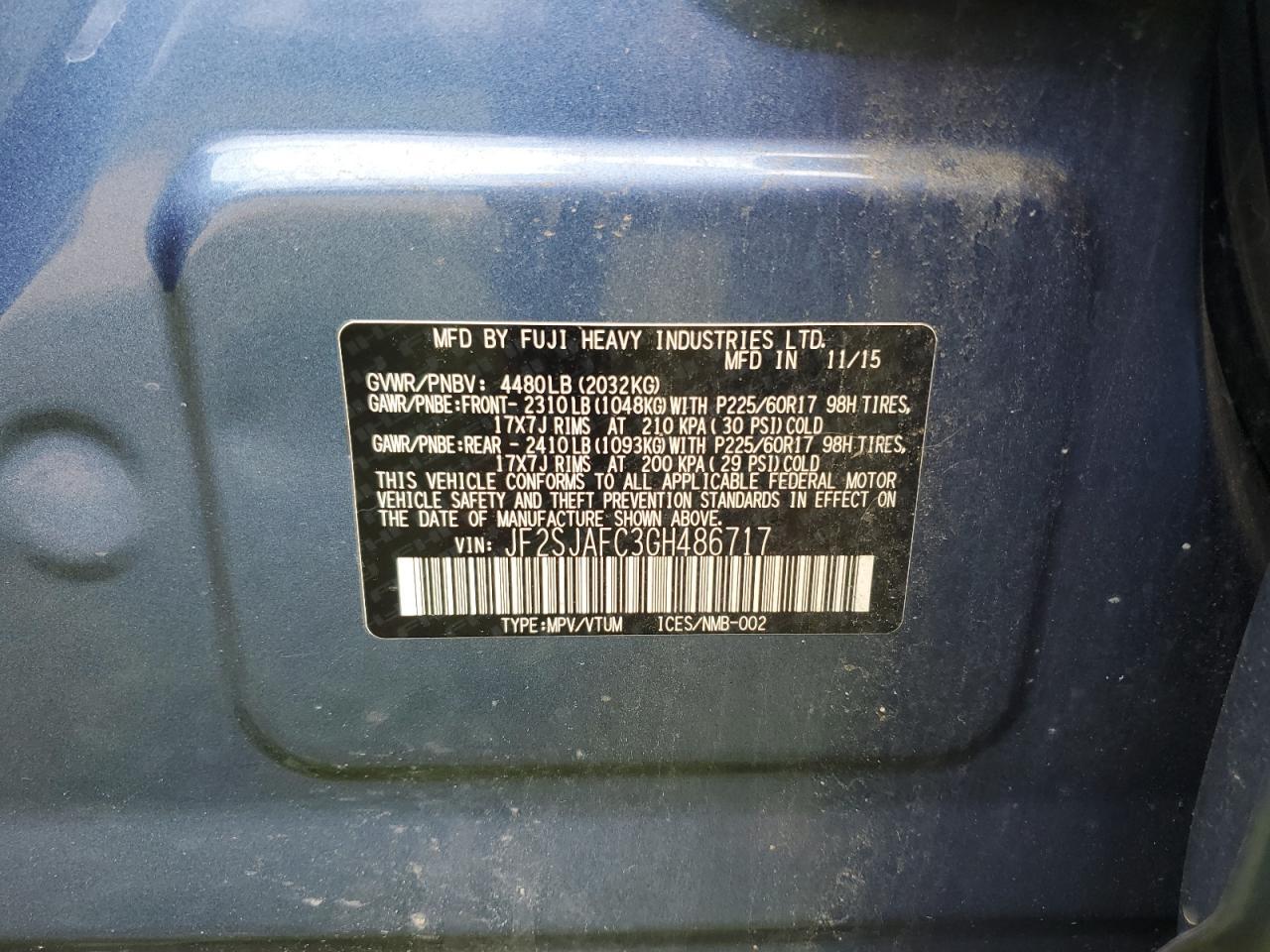 Lot #3240105528 2016 SUBARU FORESTER 2