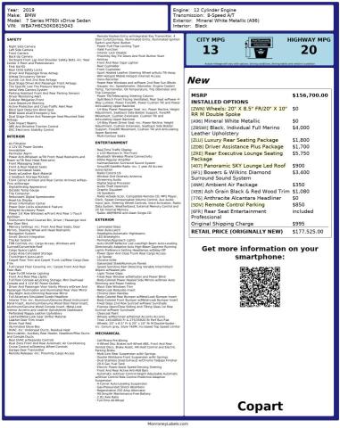 2019 BMW M760 XI WBA7H6C50KG615043