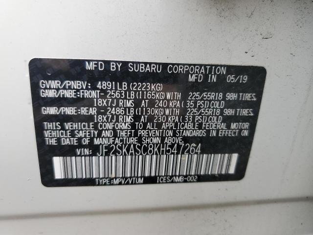 2019 SUBARU FORESTER L JF2SKASC8KH547264