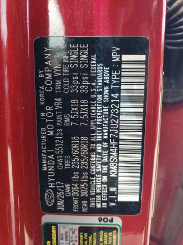 2018 HYUNDAI SANTA FE S KM8SM4HF7JU273214