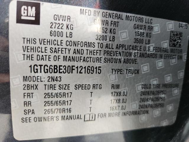 2015 GMC CANYON SLE 1GTG6BE30F1216915