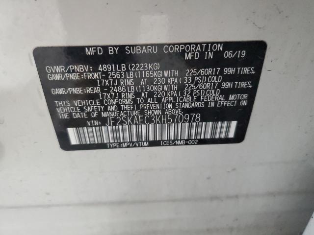 2019 SUBARU FORESTER P JF2SKAEC3KH570978