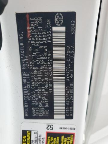 2019 TOYOTA CAMRY L 4T1B11HK5KU752799