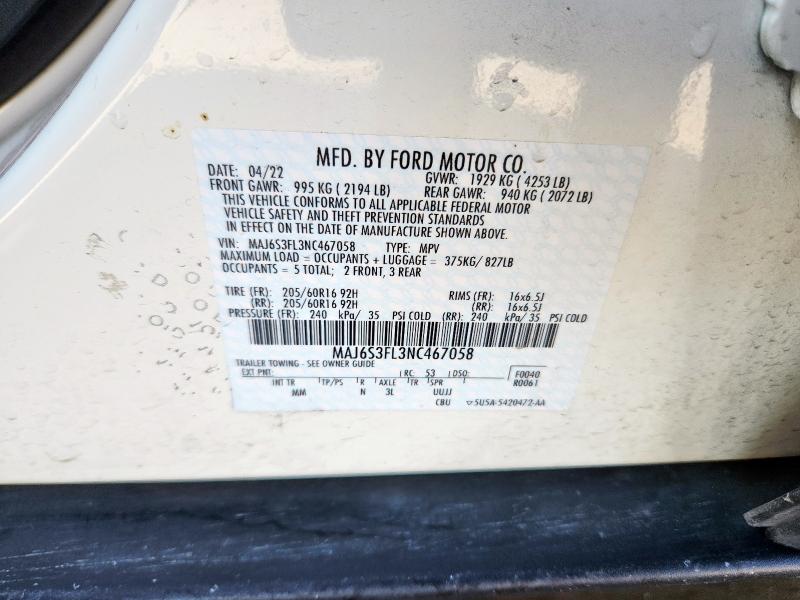 2022 FORD ECOSPORT - MAJ6S3FL3NC467058