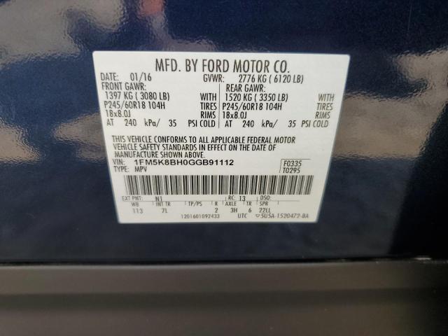 2016 FORD EXPLORER 1FM5K8BH0GGB91112