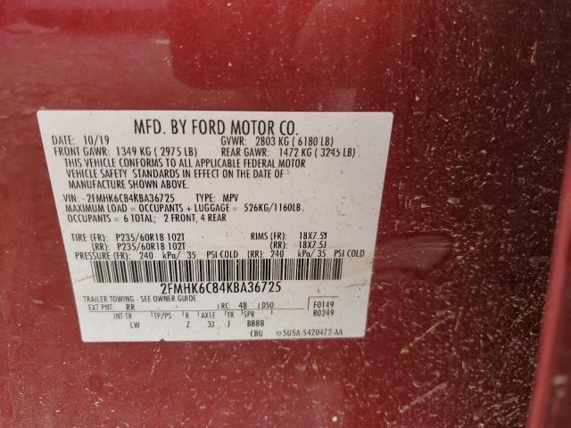 2019 FORD FLEX SEL 2FMHK6C84KBA36725