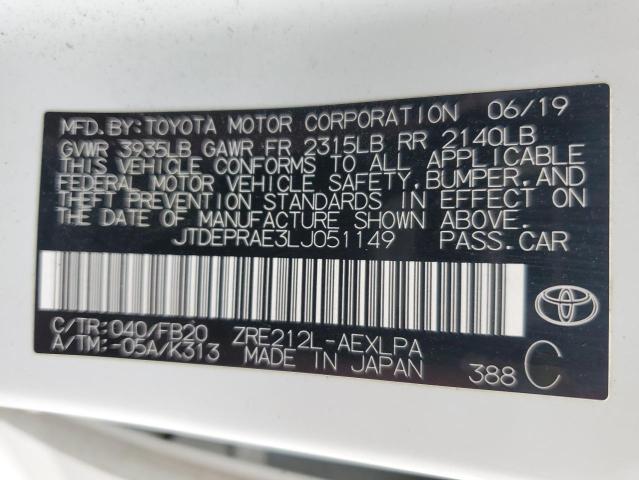 2020 TOYOTA COROLLA LE #3317025075